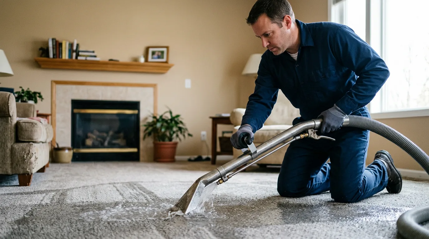 Water damage restoration technician working near Deweyville, TX